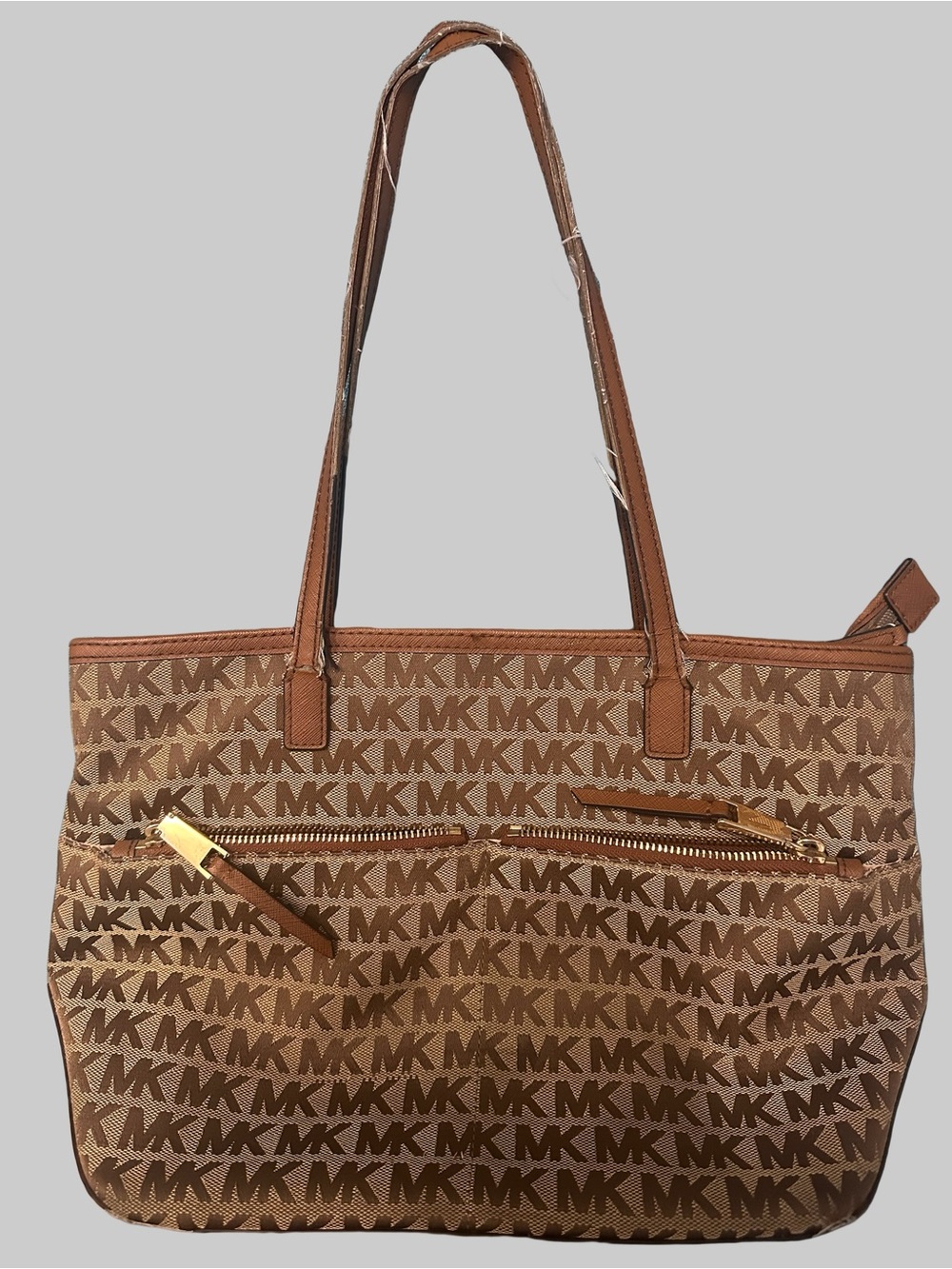 Michael Kors Brown Tan MK Monogram Tote